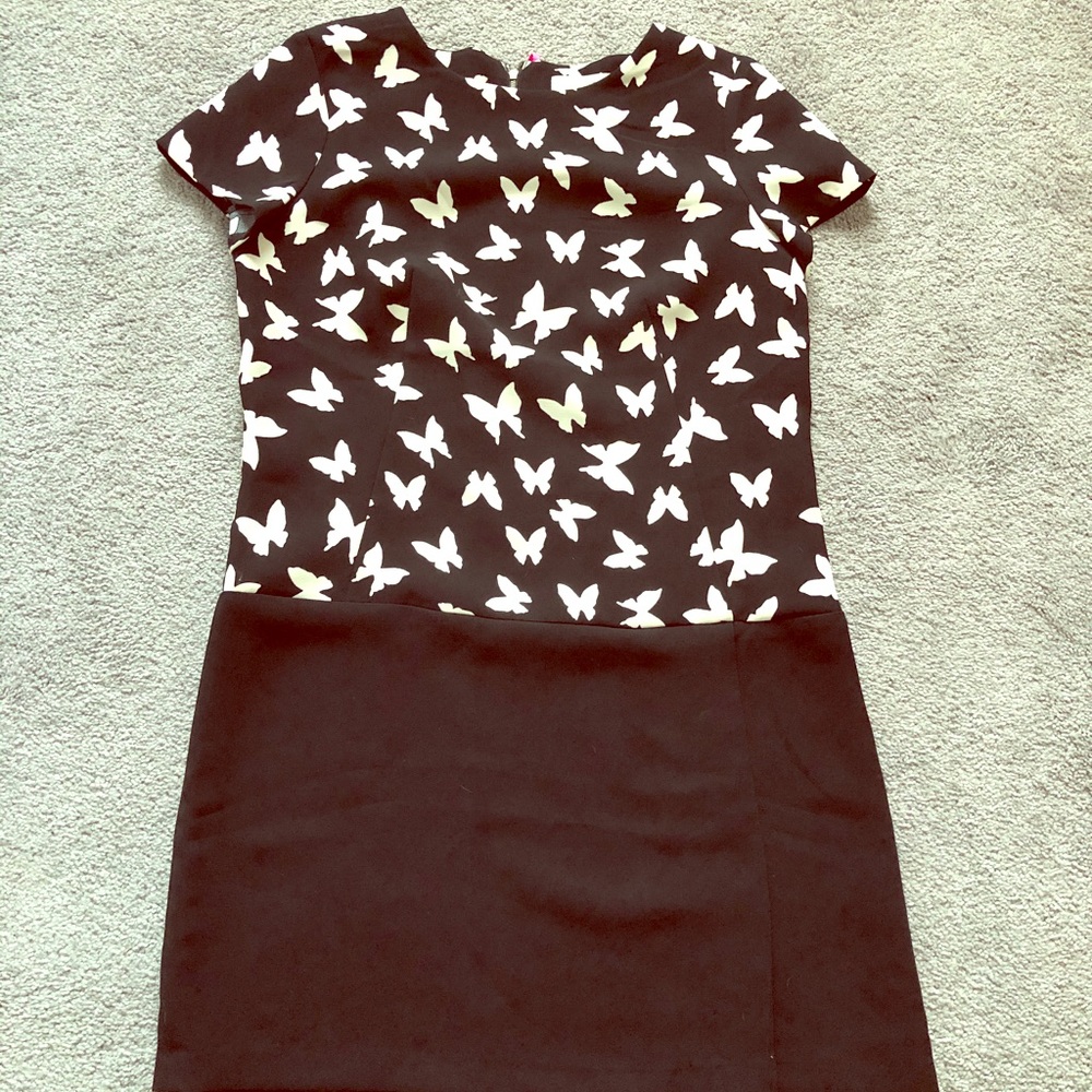 ✨Sold✨ Loft Black and White Butterfly Dress